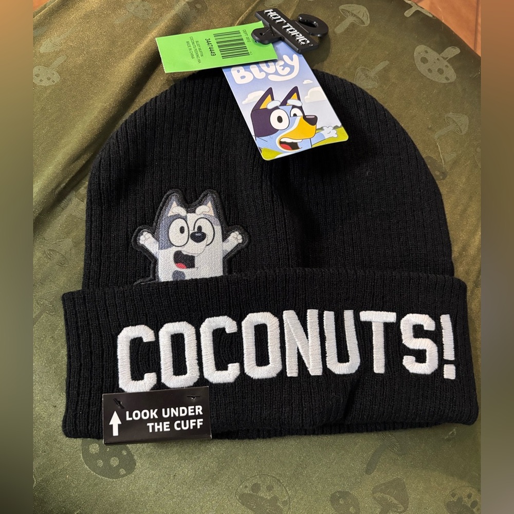 Unisex Black Bluey 'COCONUTS!' Beanie Hat- Hot Topic